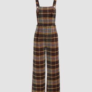 Cider Brown Plaid Jumpsuit